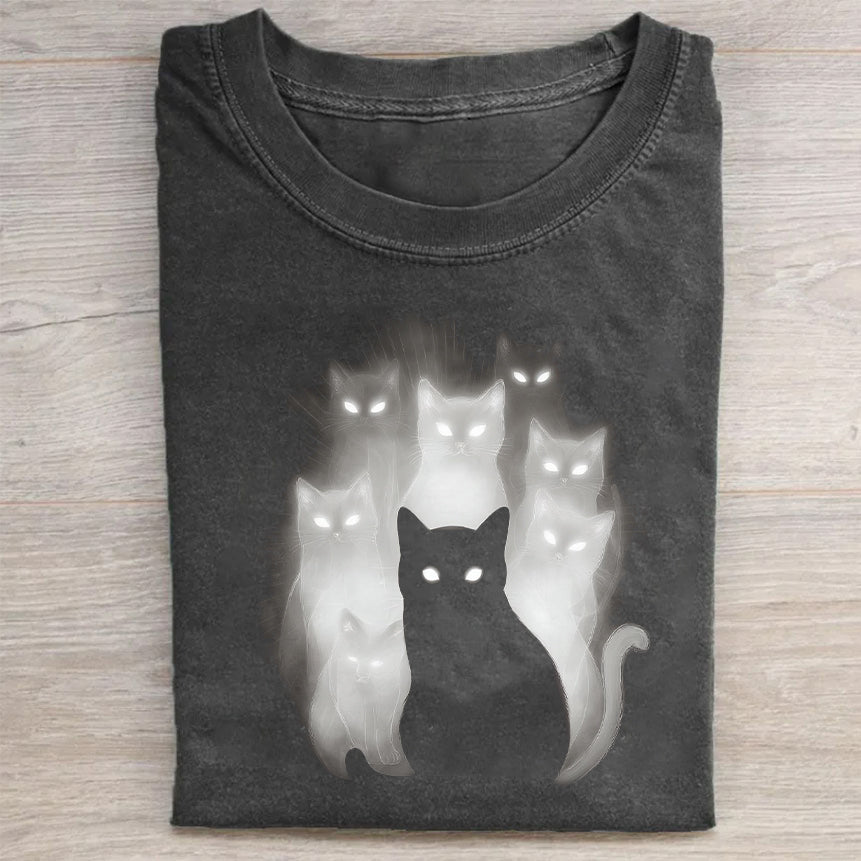 Glow in the Dark Cat Design Unisex T-Shirt