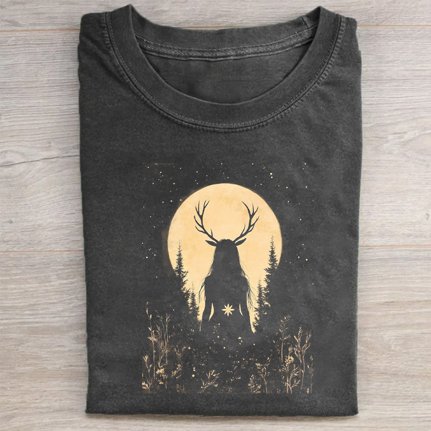 Deer Silhouette Moon Graphic T-Shirt
