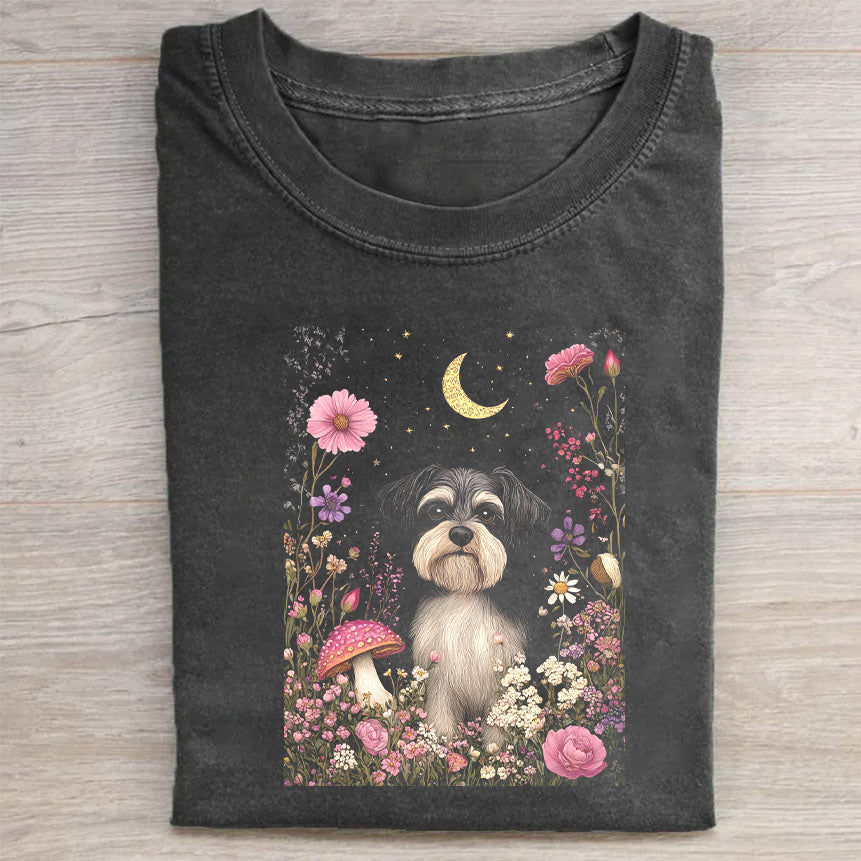Cute Dog in Garden Graphic T-Shirt