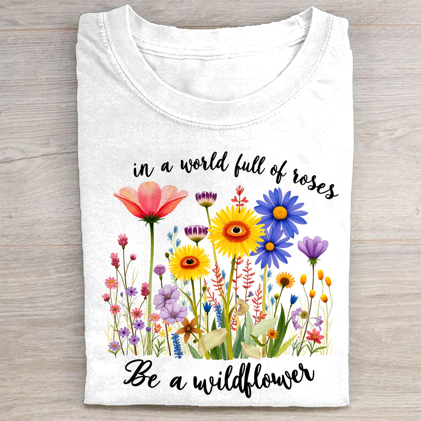 In a World Full of Roses Be a Wildflower Graphic T-Shirt
