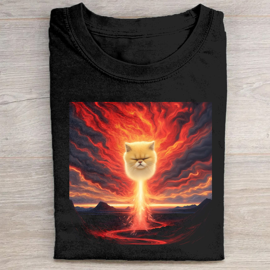 Flaming Cat Graphic T-Shirt