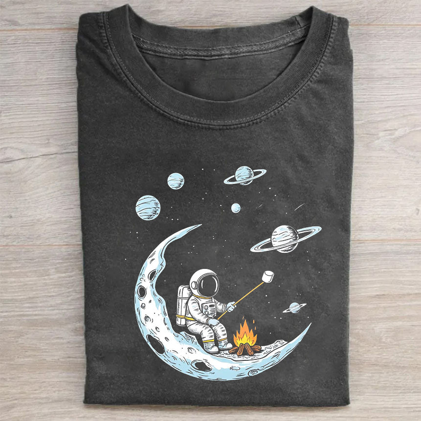Space Astronaut Moon Planets Graphic T-Shirt