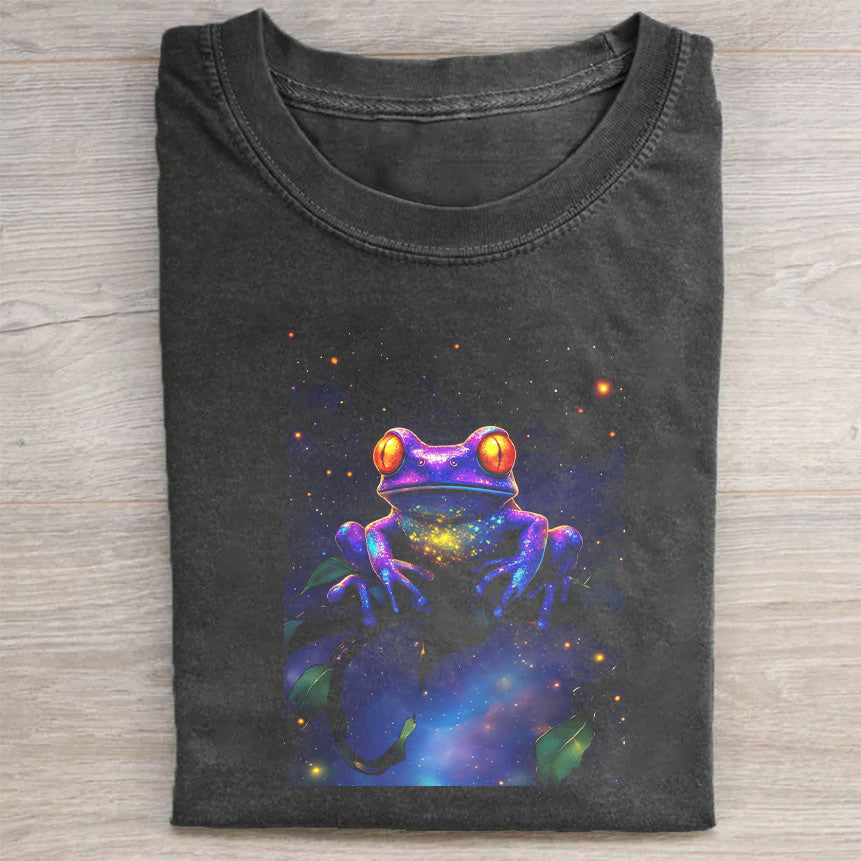 Galaxy Frog Graphic Print Men's Casual T-Shirt