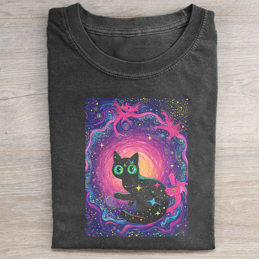 Cosmic Cat Dreamy Galaxy Print Unisex T-Shirt