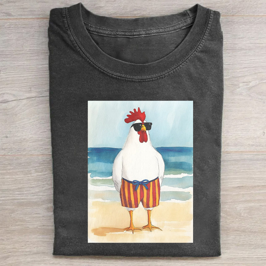 Beach Rooster Graphic T-Shirt