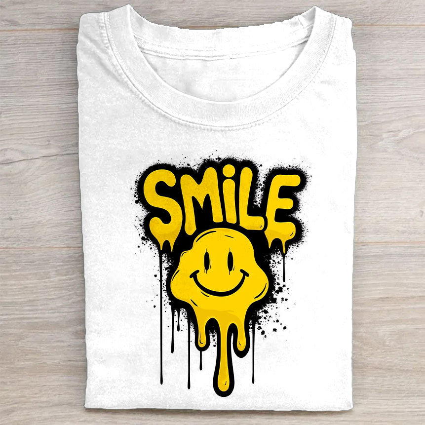 Smile Graffiti Design White T-Shirt