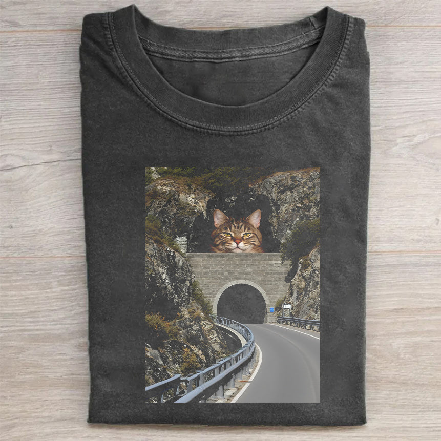 Cat in Tunnel Graphic T-Shirt