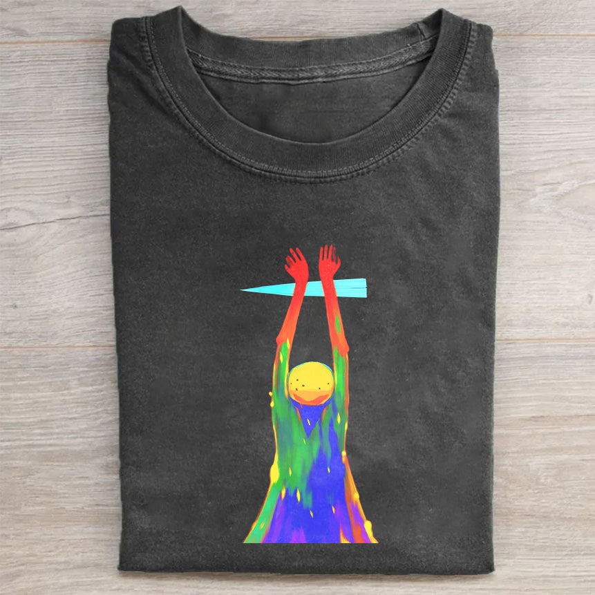 Colorful Abstract Design Black T-Shirt