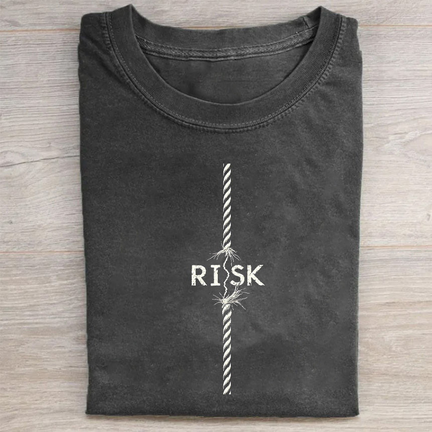Men's Casual Graphic T-Shirt with RISK Print Design T-Shirt