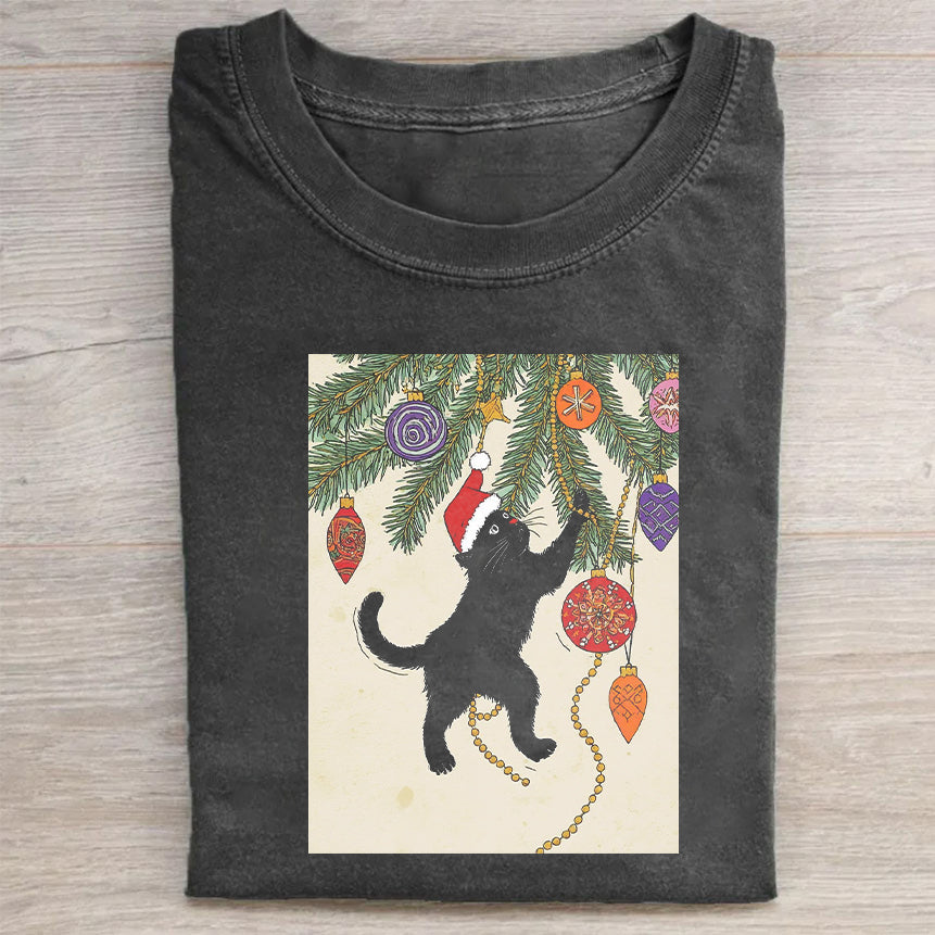 Christmas Cat Ornament Graphic T-Shirt