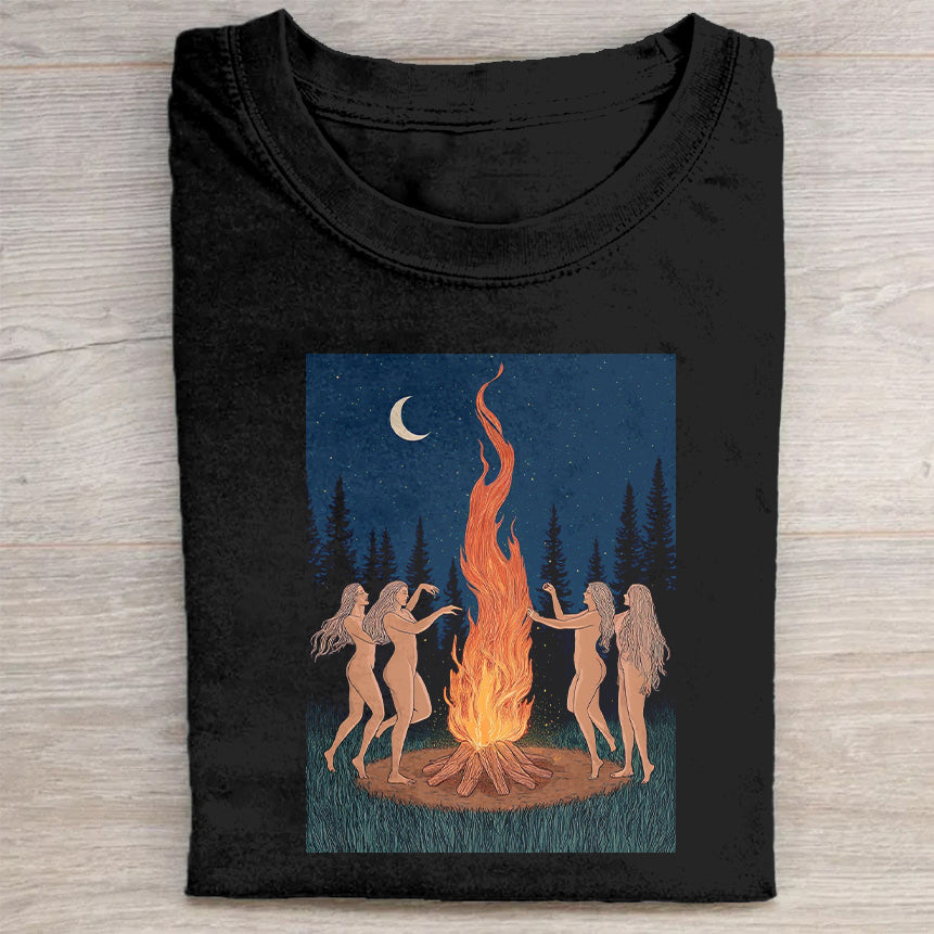 Bonfire Dance Night Sky Graphic T-Shirt