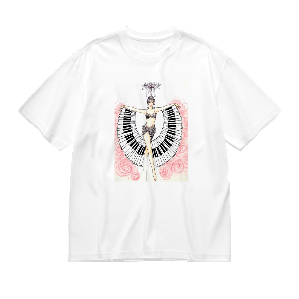 Musical Angel Graphic Design White T-Shirt