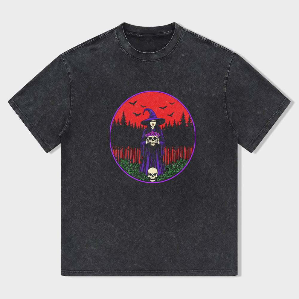 Witch Halloween Graphic Tee for Women Men Unisex Casual Short Sleeve T-Shirt