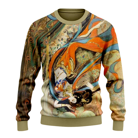 Dunhuang Art Print Crewneck Sweatshir