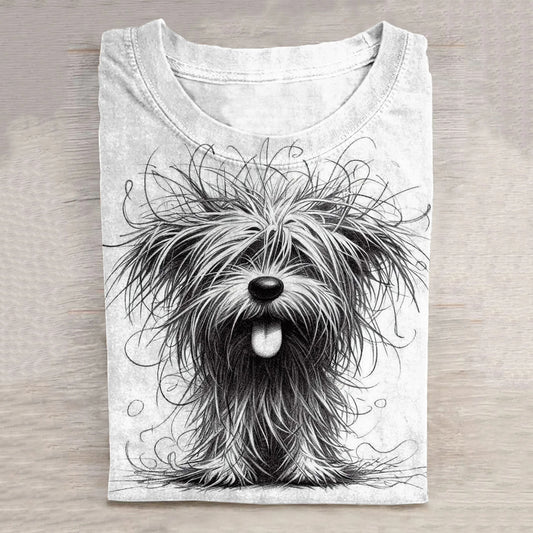 Funny Cute Dog Art Print Casual Short Sleeve T-Shirt