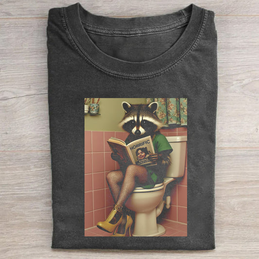Funny Raccoon Toilet Graphic T-Shirt