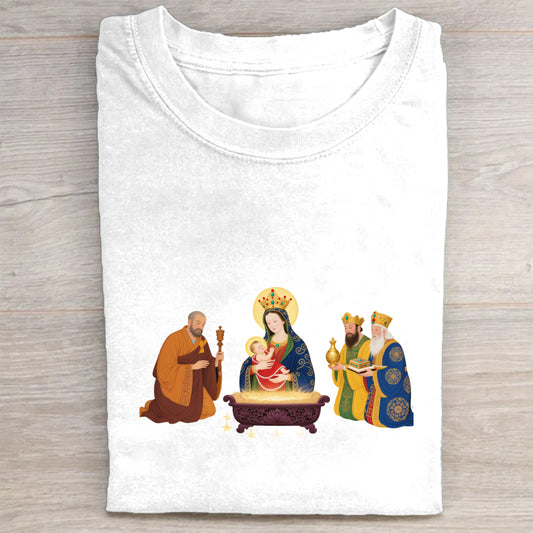 Christmas Nativity Scene T-Shirt  Three Wise Men and Virgin Mary Design  Festive Holiday Clothing for Men Women Kids  Comfortable Cotton Tee  Xmas Gift Idea  Religious Christian Apparel