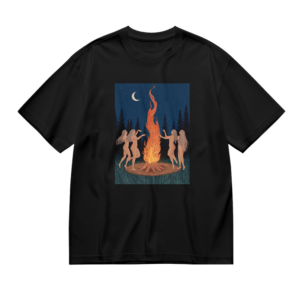 Bonfire Dance Night Sky Graphic T-Shirt