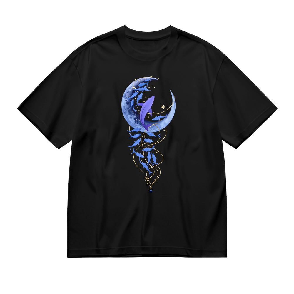 Mystical Moon and Dragon Graphic T-Shirt