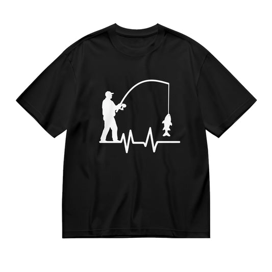 Fishing Heartbeat Design Graphic T-Shirt