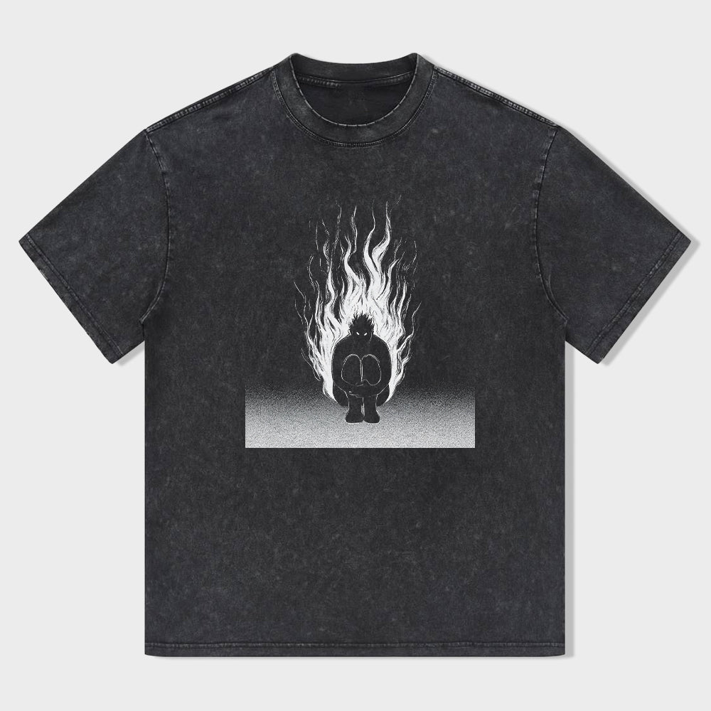 Men's Graphic T-Shirt with Flame Silhouette Design T-Shirt