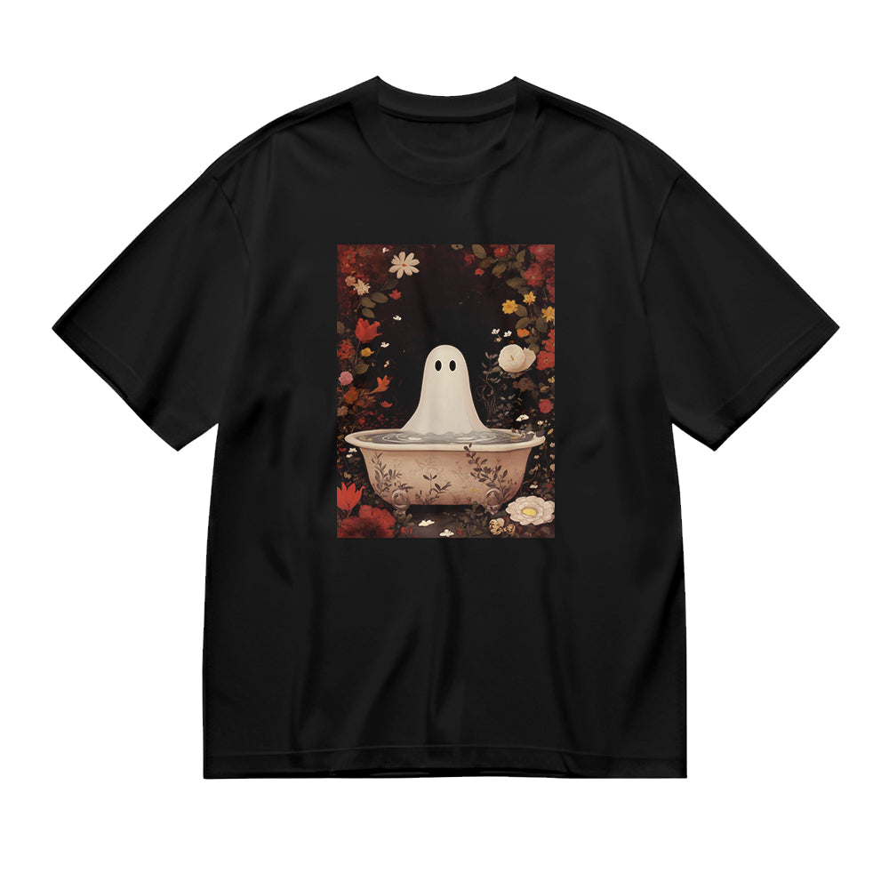 Cute Ghost in Bowl Halloween Graphic T-Shirt