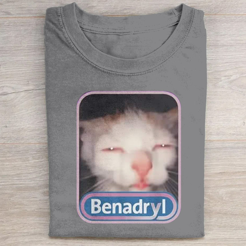 Cute Cat Benny Meme Washed T-Shirt