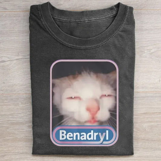 Cute Cat Benny Meme Washed T-Shirt
