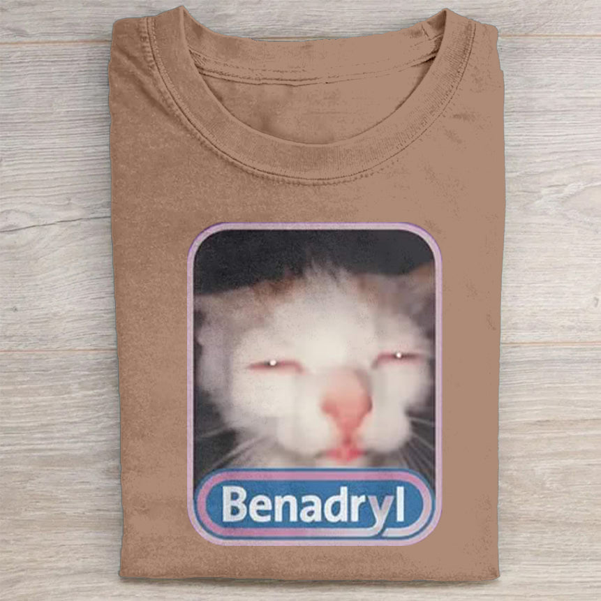 Cute Cat Benny Meme Washed T-Shirt