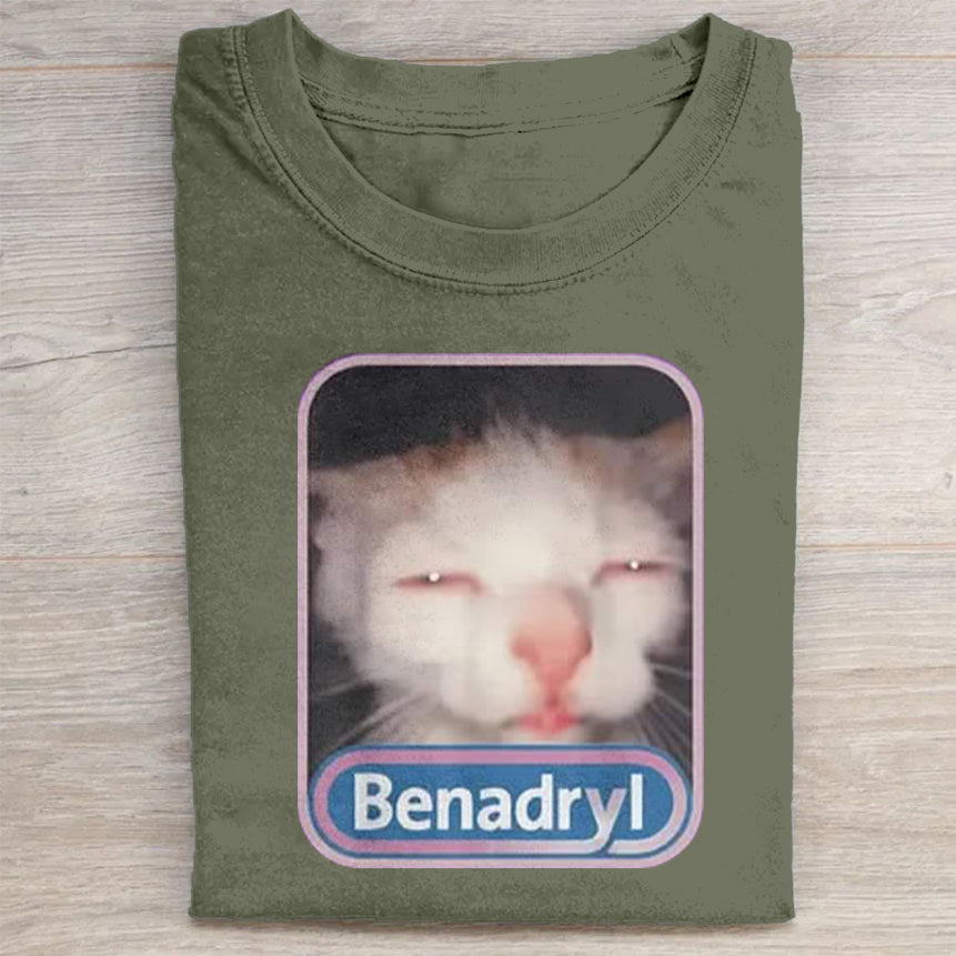 Cute Cat Benny Meme Washed T-Shirt