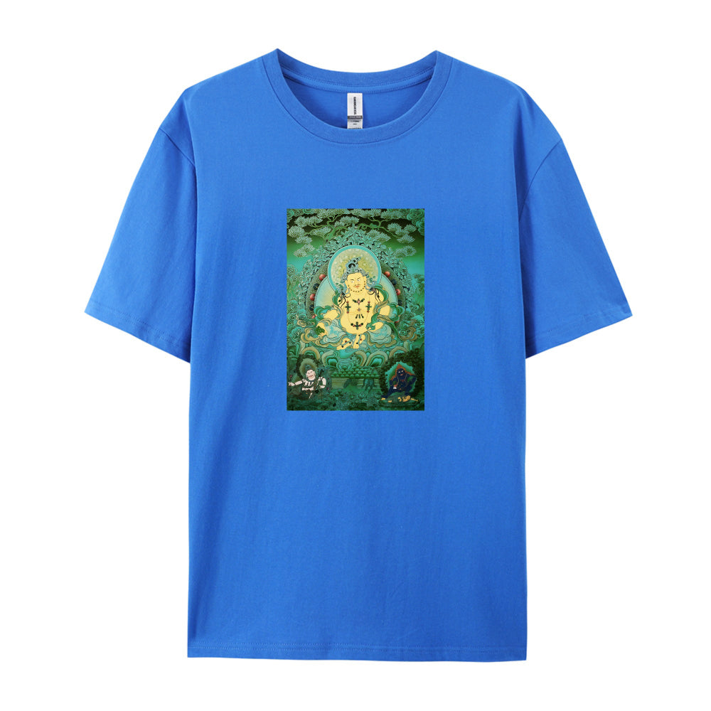 Buddhist Thangka Art White T-Shirt for Men Women - Tibetan Buddha Meditation Design - Spiritual Yoga Clothing - Unique Graphic Tee - Comfortable Casual Wear