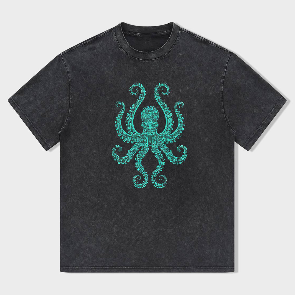 Octopus Graphic T-Shirt for Men Women Unisex Casual Short Sleeve Tee