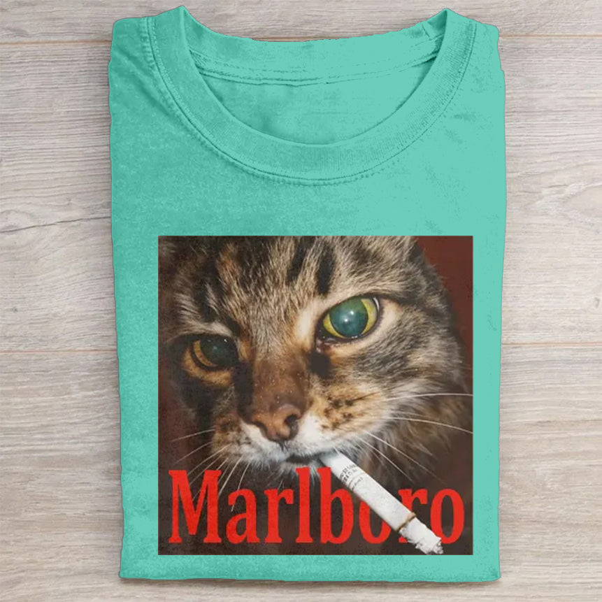 Funny Smoking Cat Meme Washed T-Shirt