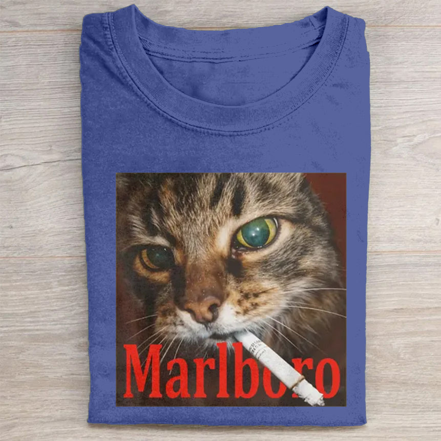 Funny Smoking Cat Meme Washed T-Shirt
