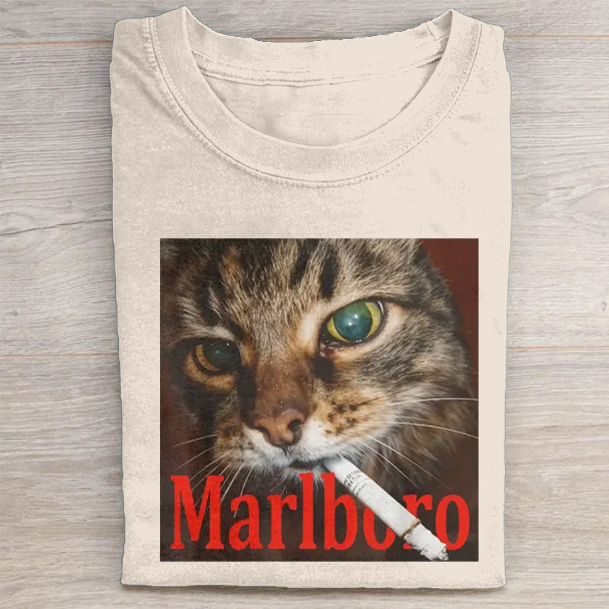 Funny Smoking Cat Meme Washed T-Shirt