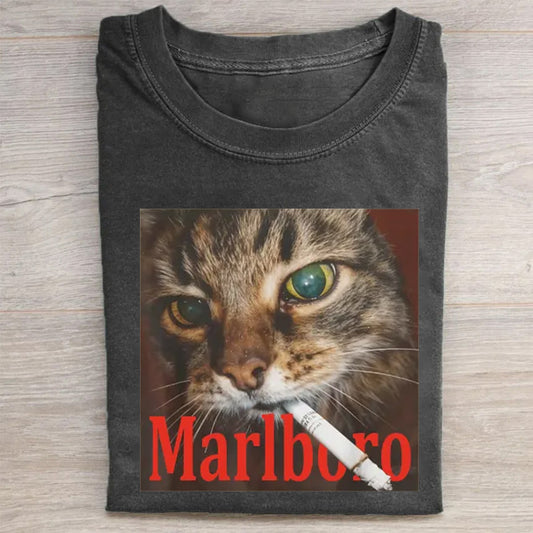 Funny Smoking Cat Meme Washed T-Shirt