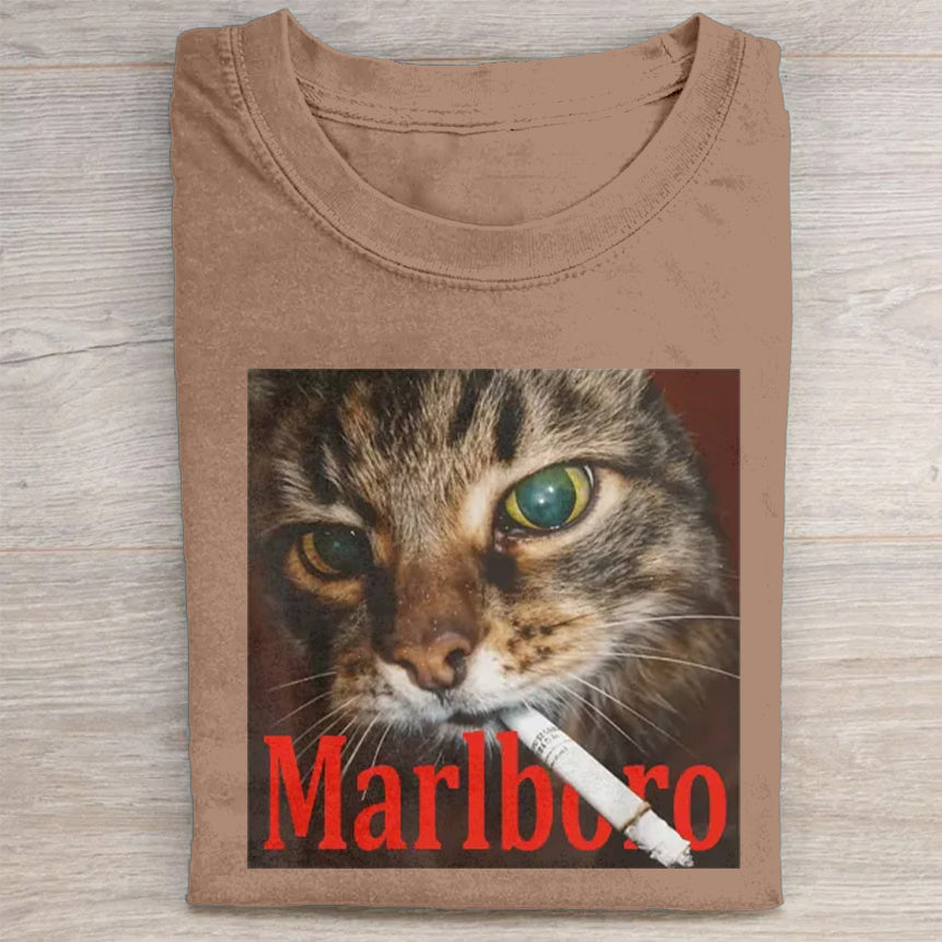 Funny Smoking Cat Meme Washed T-Shirt