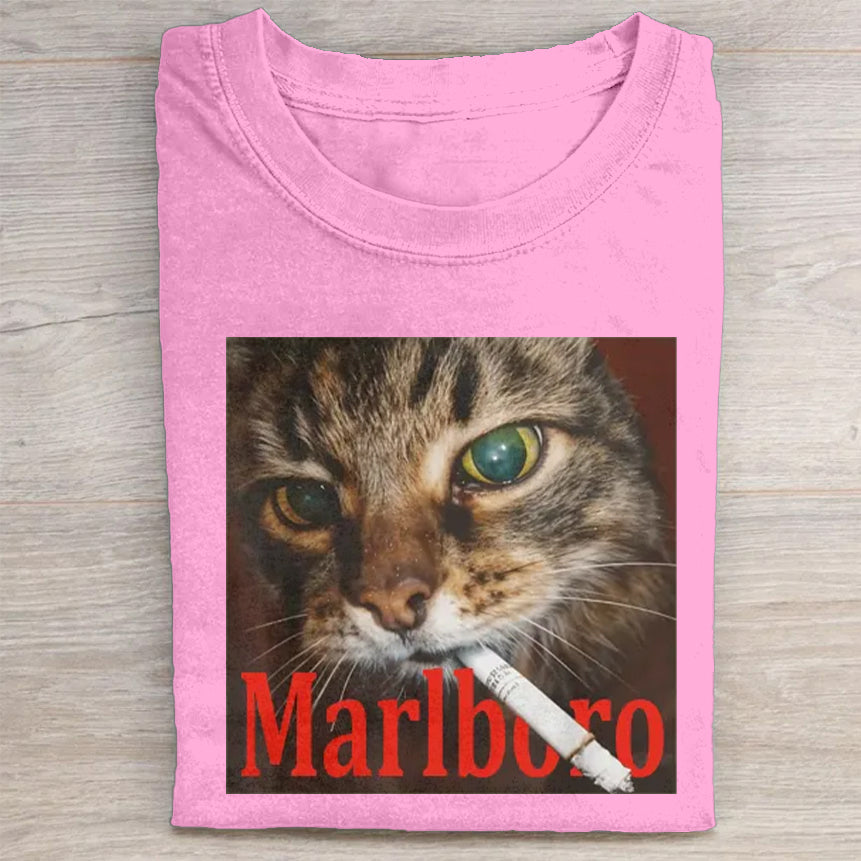 Funny Smoking Cat Meme Washed T-Shirt