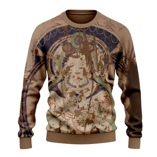 Vintage Dunhuang Art Print Crewneck Sweater