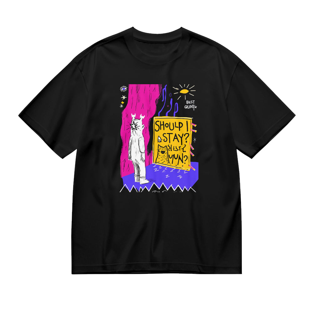 Should I Stay Positive Space Astronaut Graphic T-Shirt