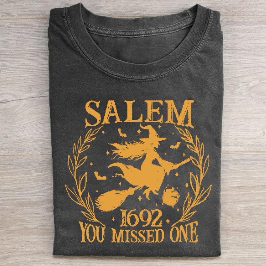 Salem 1692 You Missed One Witch Flying Halloween Graphic T-Shirt