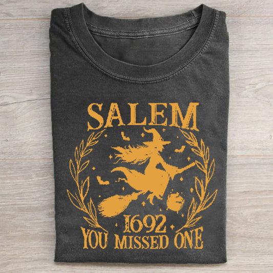 Salem 1692 You Missed One Witch Flying Halloween Graphic T-Shirt