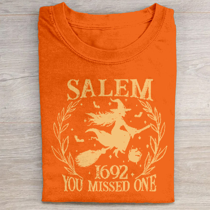 Salem 1692 You Missed One Witch Flying Halloween Graphic T-Shirt