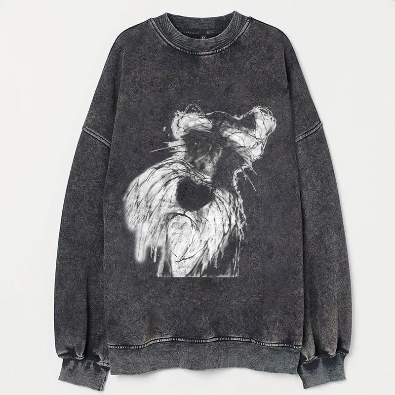 Scrawled Puppy Art Lovely Dog Print Casual Sweatshirt