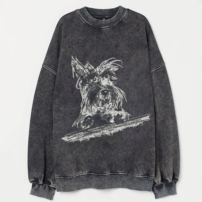 Scrawled Puppy Art Cute Dog Print Casual Sweatshirt