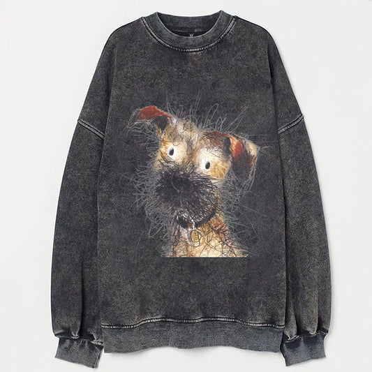 Cute Dog Scrawled Puppy Art Print Casual Sweatshirt