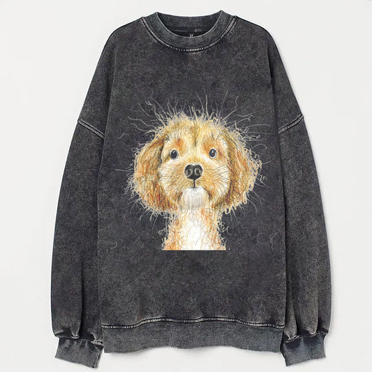 Lovely Dog Scrawled Puppy Art Print Casual Sweatshirt