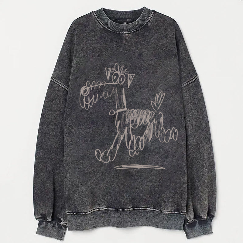 Cute Dog Scrawled Puppy Art Print Casual Sweatshirt