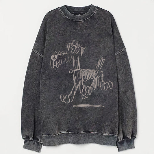 Cute Dog Scrawled Puppy Art Print Casual Sweatshirt
