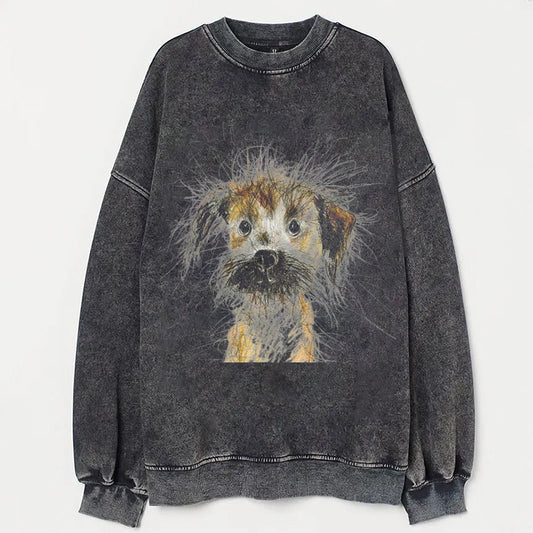Cute Dog Scrawled Puppy Art Print Casual Sweatshirt
